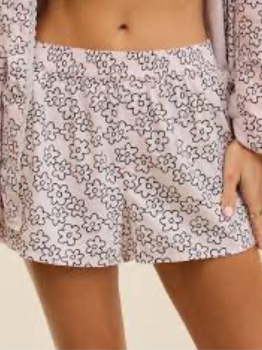 aerie Pink Floral Flannel Pajama Boxer Shorts, Size large, NWT